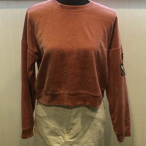 Xhilaration Mauve Velour Cropped Sweatshirt S